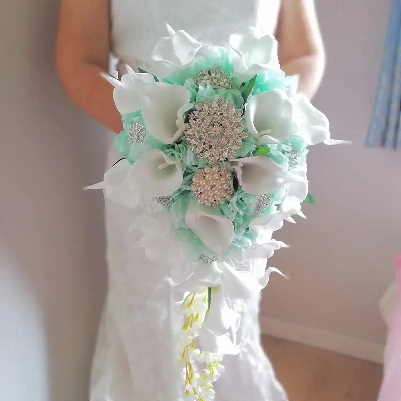 Red Pearl Crystal Bridal Bouquet