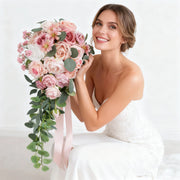 Pink Roses and Cherry Blossoms Bridal Bouquet