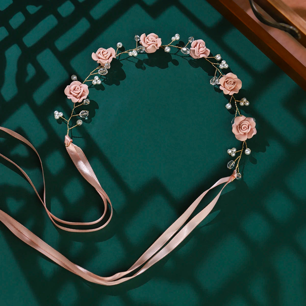 Elegant Rose Pearl Hair Headband