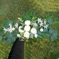 Artificial Wedding Arch Flowers Boho Red Rose Eucalyptus Garland Drape