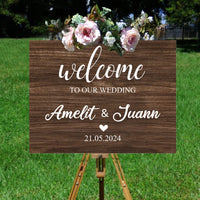 52x40cm Custom Wedding Welcome Sign Wooden Pattern KT board Welcome Sign Baby Shower Birthday Customized Party Signs Decorations