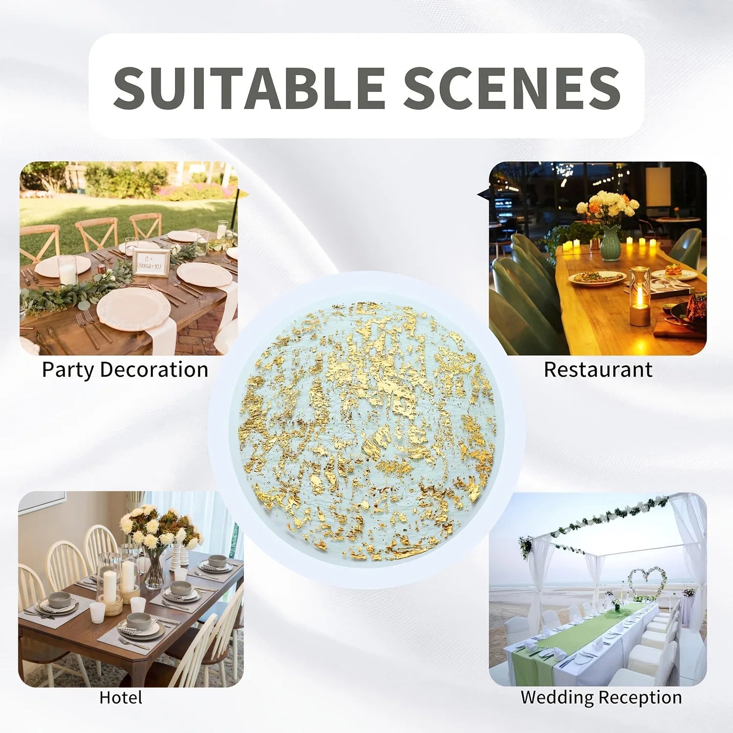 Luxury Gold Silver Foil Placemats Dining Table