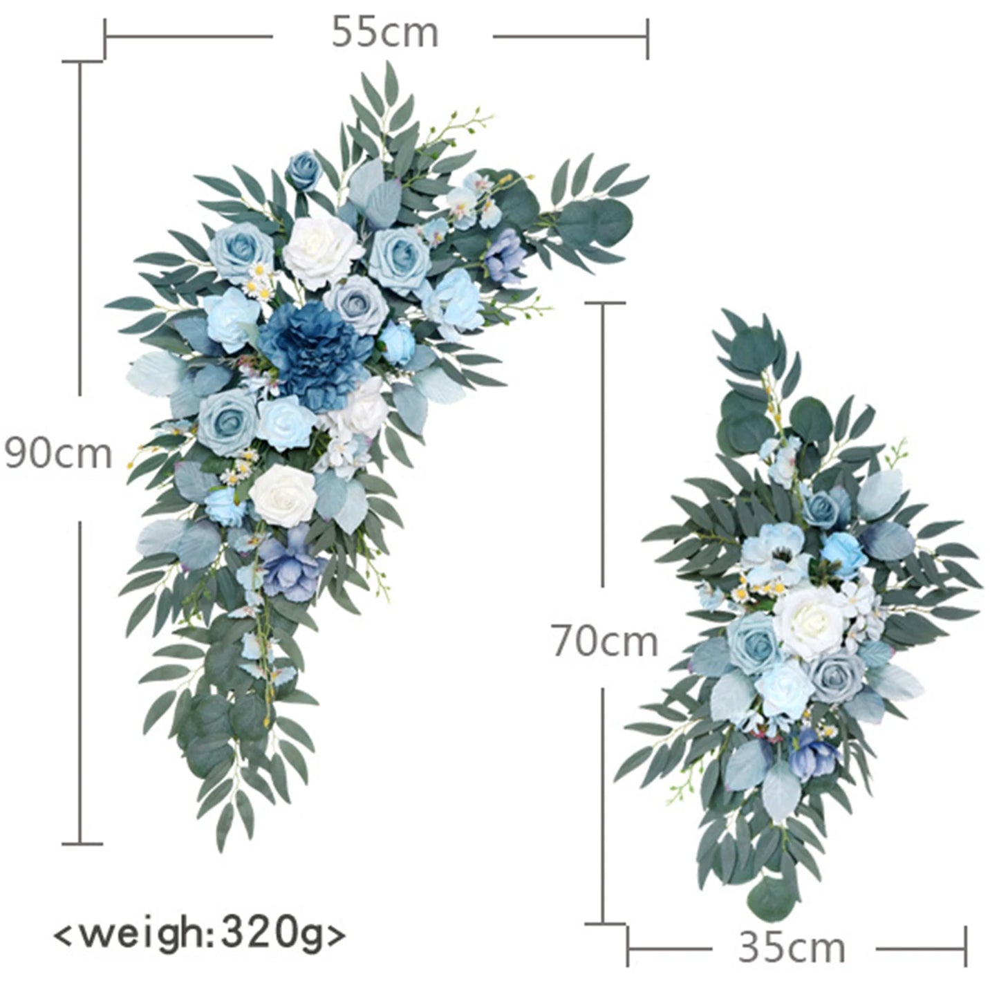 Large 2Pcs Artificial Flower Swag Floral Swag Garland Wedding Arch Flowers Kit for Sign Rustic Artificial Floral Swag Arch Decor