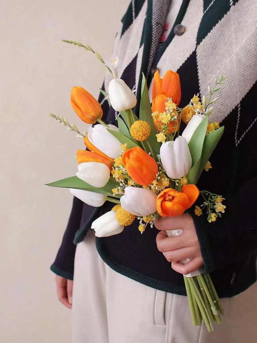 Orange Tulip Bridal Wedding Bouquet