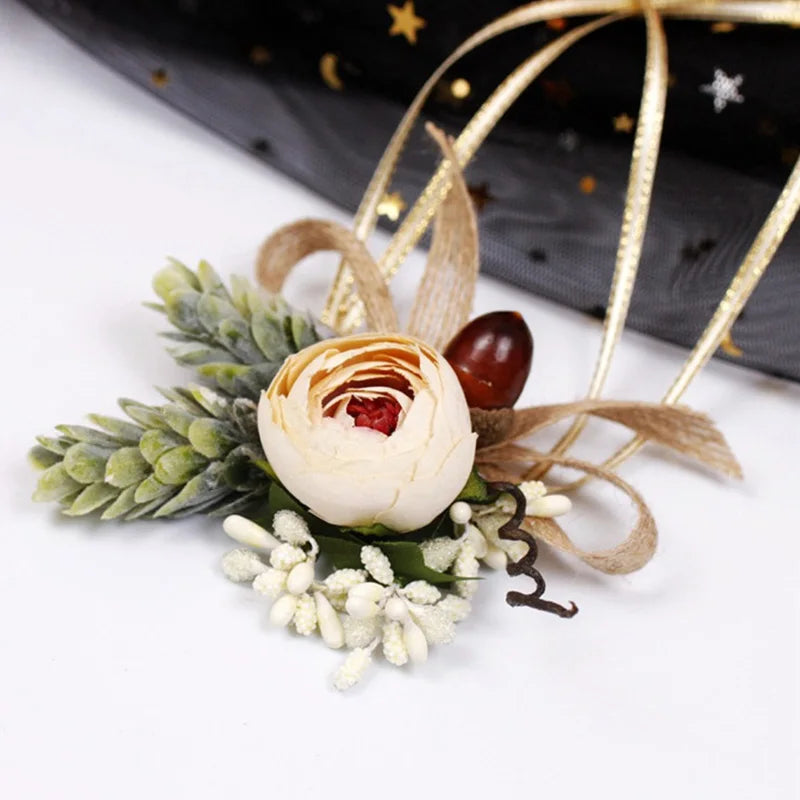 Rose Linen Wrist Corsage
