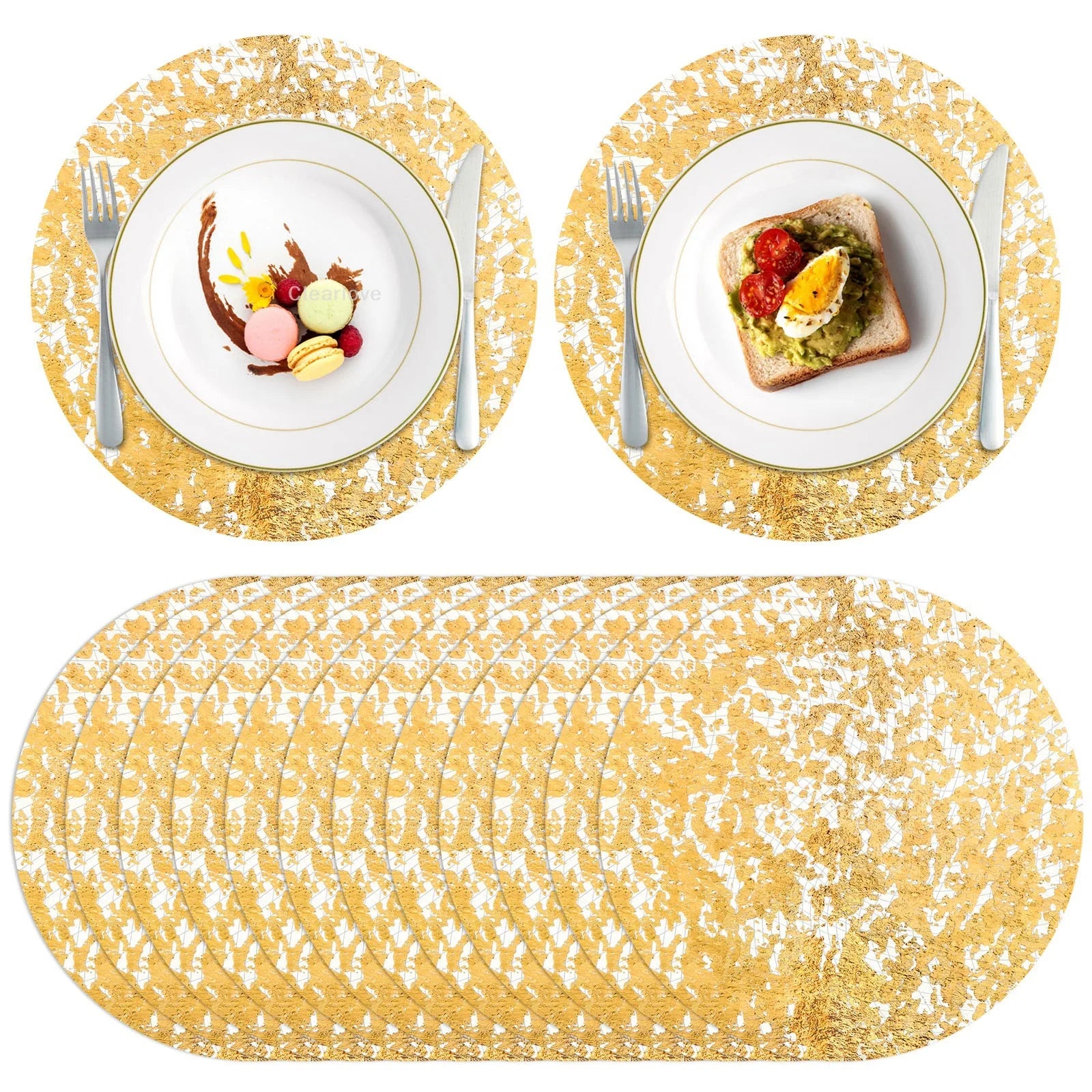 Luxury Gold Silver Foil Placemats Dining Table