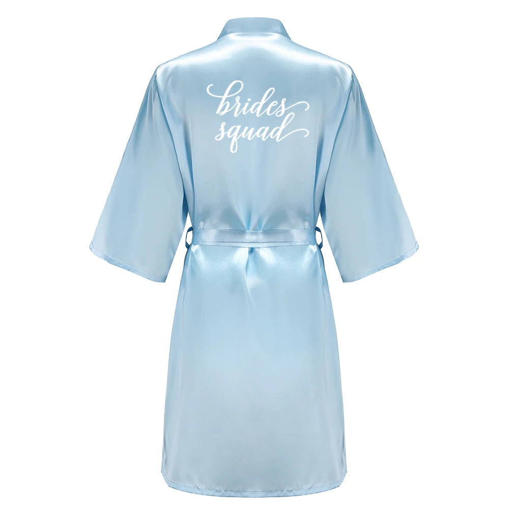 Light Blue Women's Satin Robe for the Wedding Party