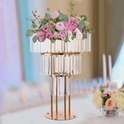 3-Tier Gold Crystal Flower Stand
