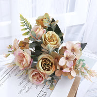 Beautiful Roses Autumn Artificial Flowers Silk Peony Hydrangea Big Bri