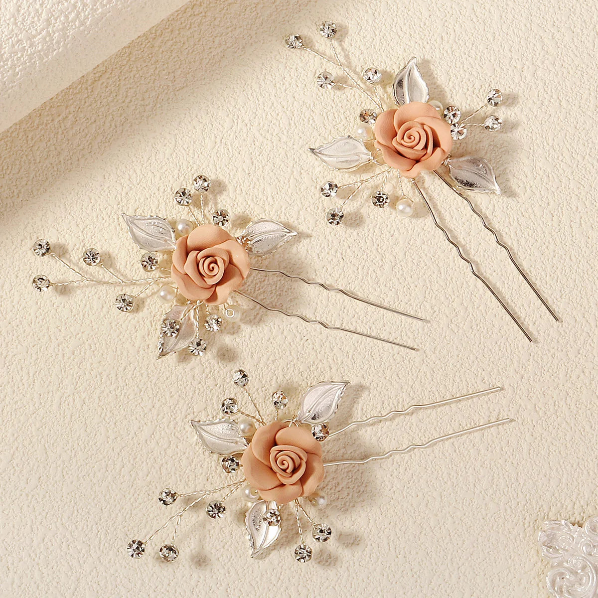 Rose Flower Bridal Hair Pins