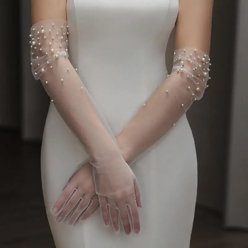 Pearl Sheer Bridal Opera Gloves