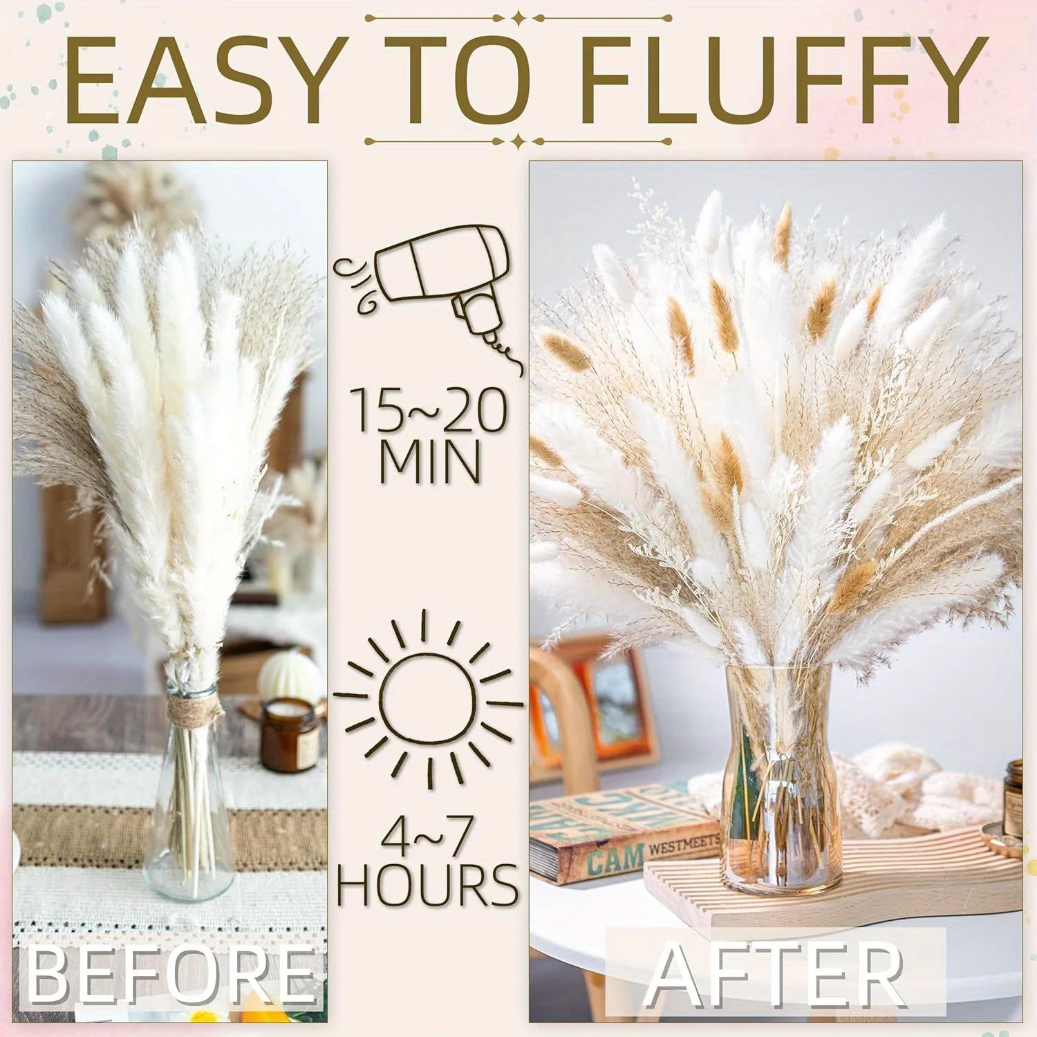95PCS Dried Pampas Grass Bouquet