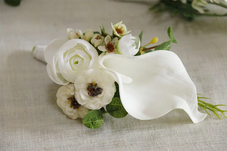 White Wedding Corsage Boutonniere
