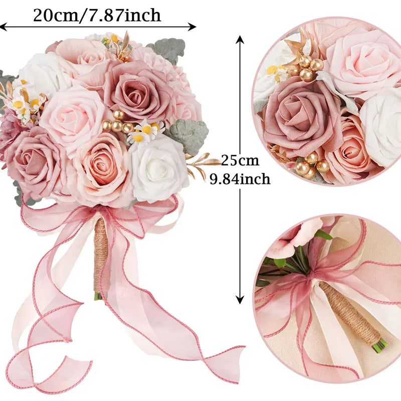 Bridal Throw Bouquet/Flower Girl Bouquet/Bridesmaid Bouquet Set