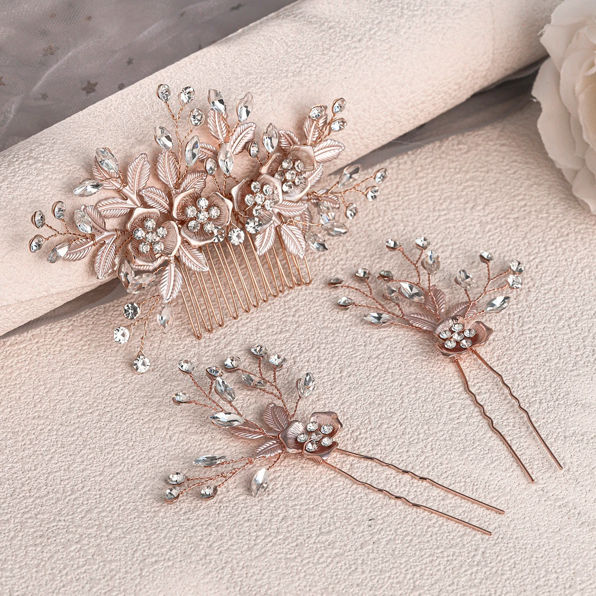 Crystal Rose Bridal Hair Comb