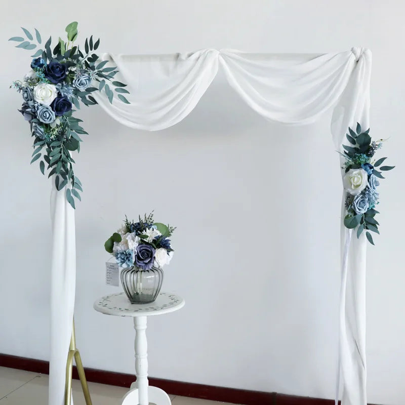 Blue Floral Wedding Arch Decor