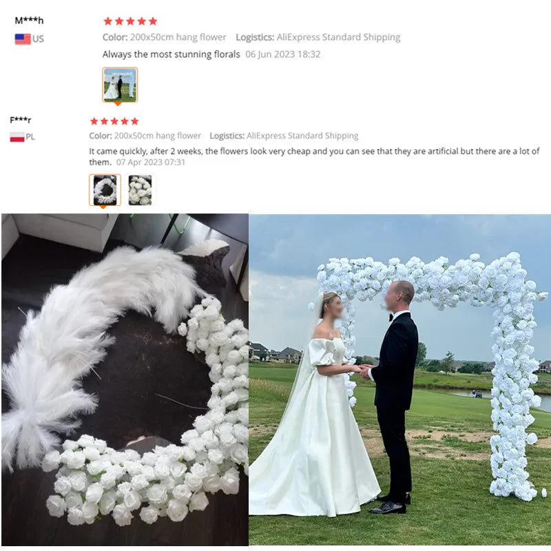 Elegant Pampas Rose Wedding Arch Decoration Piece