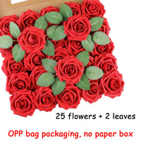 25pcs Artificial Flowers, Fake Flowers Roses W/stem For DIY Wedding Bo