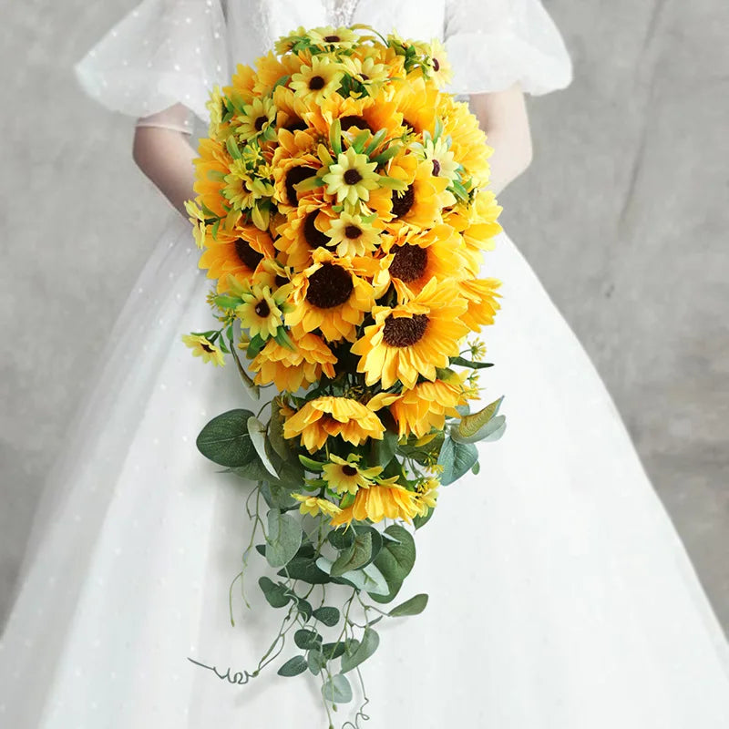 Sunflower Cascading Bridal Bouquet