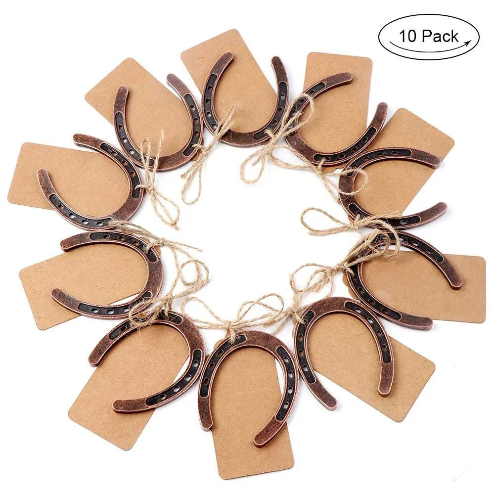 10pcs Good Lucky Horseshoe Wedding Favors with Kraft Tags Rustic Horse