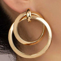 Gold Color Twisted Big Hoop Earrings For Women Night Club Party Girls 