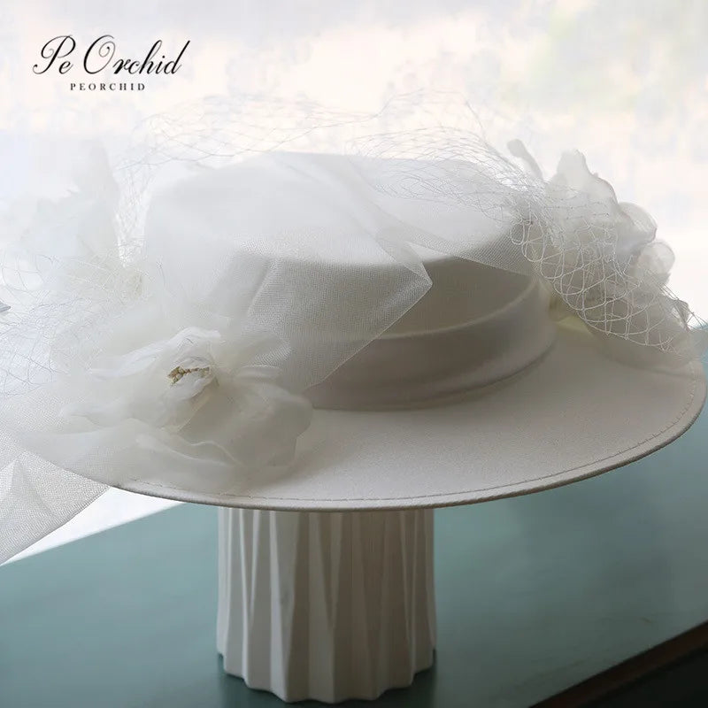 Vintage Floral Bridal Felt Hat
