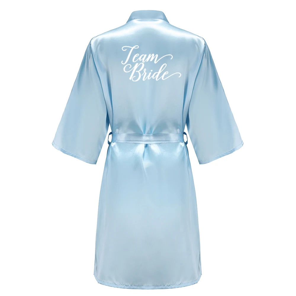 Light Blue Women's Satin Robe for the Wedding Party