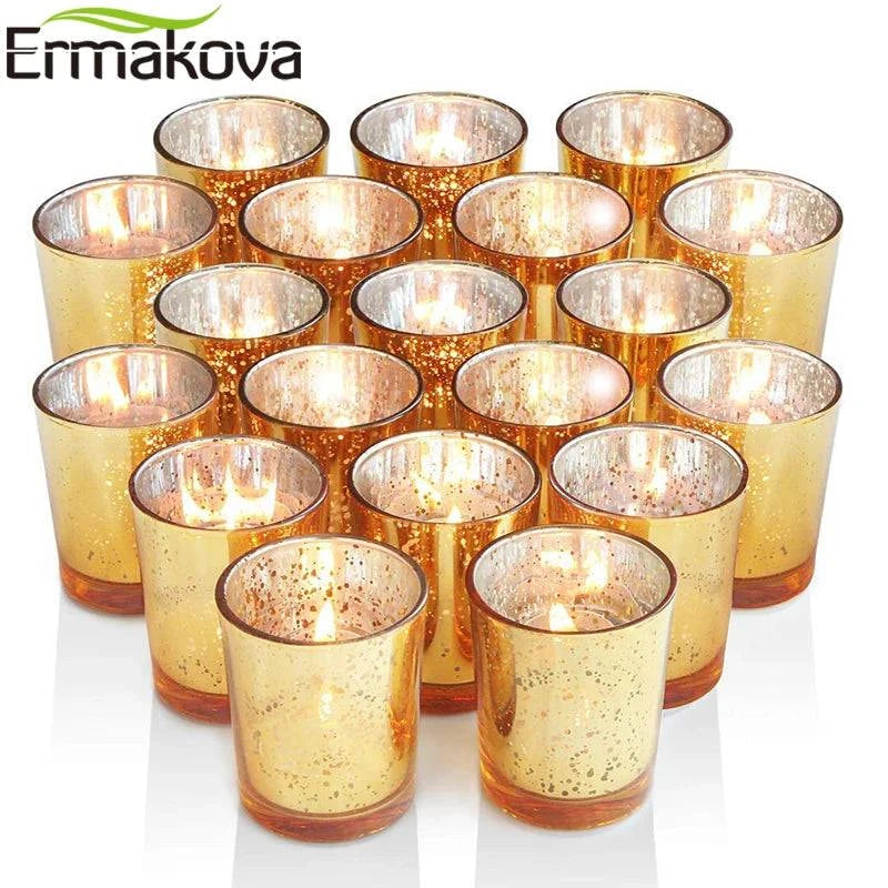 ERMAKOVA 6/12 Pcs Votive Candle Holder Mercury Glass Tealight Candle H