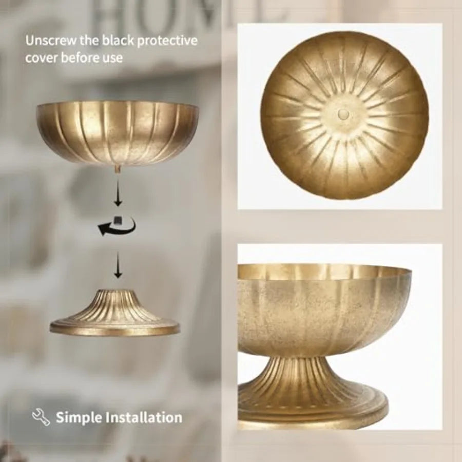 Gold Distressed Brass Compote Vase Set of 10