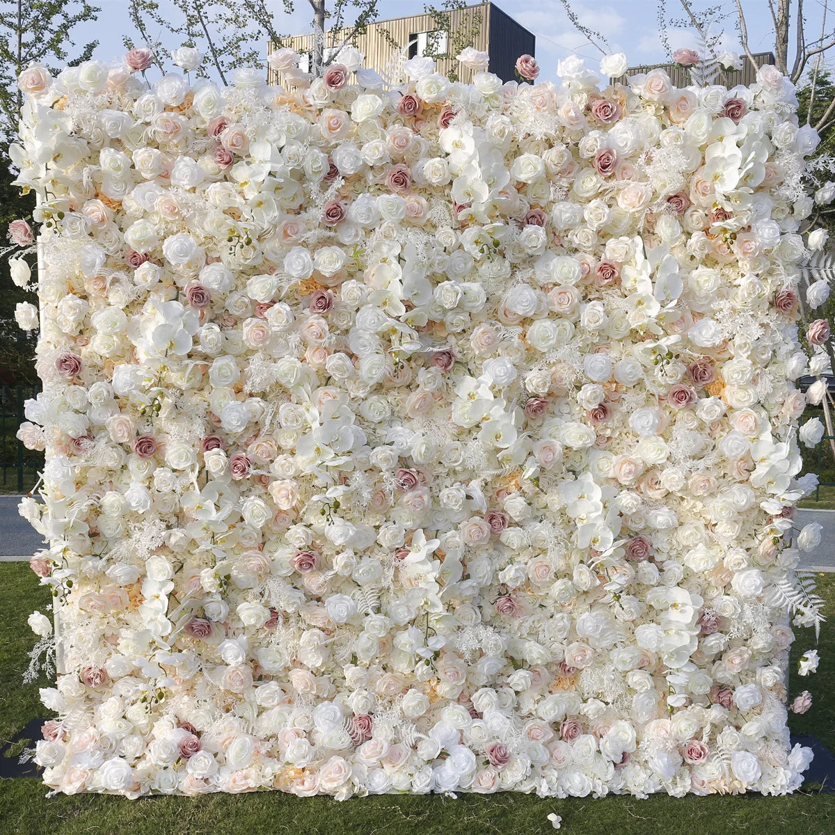 Pink Cloth Flower Wall Rose Hydrangea Backdrop