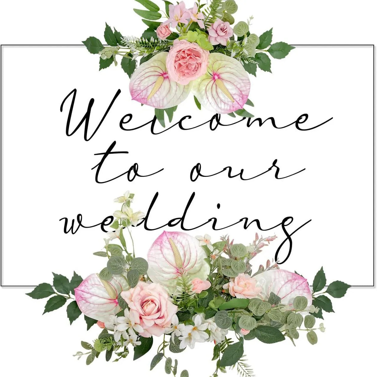 Romantic Floral Sign Swag Set – Artificial Wedding & Event Flowers