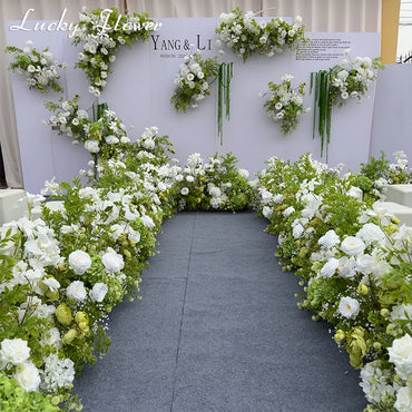 White Green Flowers Wedding Decoration Artificial Flowers Floral Backd