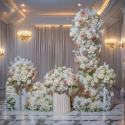White and Blush Pink Floral Wedding Arch Set