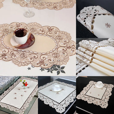 Tablecloth Embroidered Lace Table Cloth Floral Tablecloth For Wedding Banquet Party Dustproof Table Cloths Furniture Cover