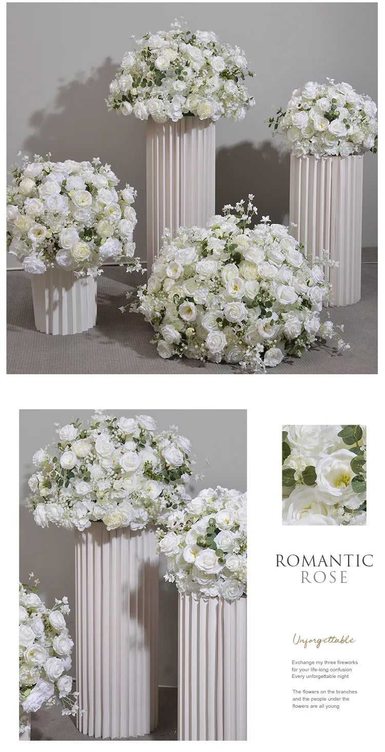 Elegant White Rose and Baby's Breath Flower Ball Decor