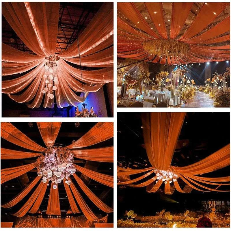 Wedding Arch Drape Roof Ceiling Decor Sheer Chiffon Tulle Curtain Drap
