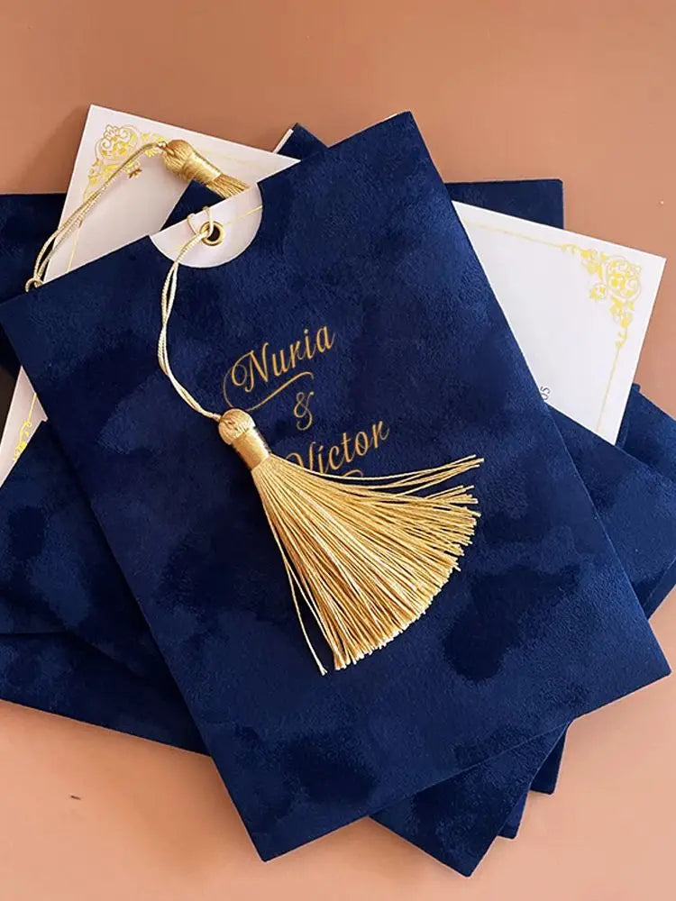 Personalized Invitation Letter Business wedding  Dark blue velvet deco