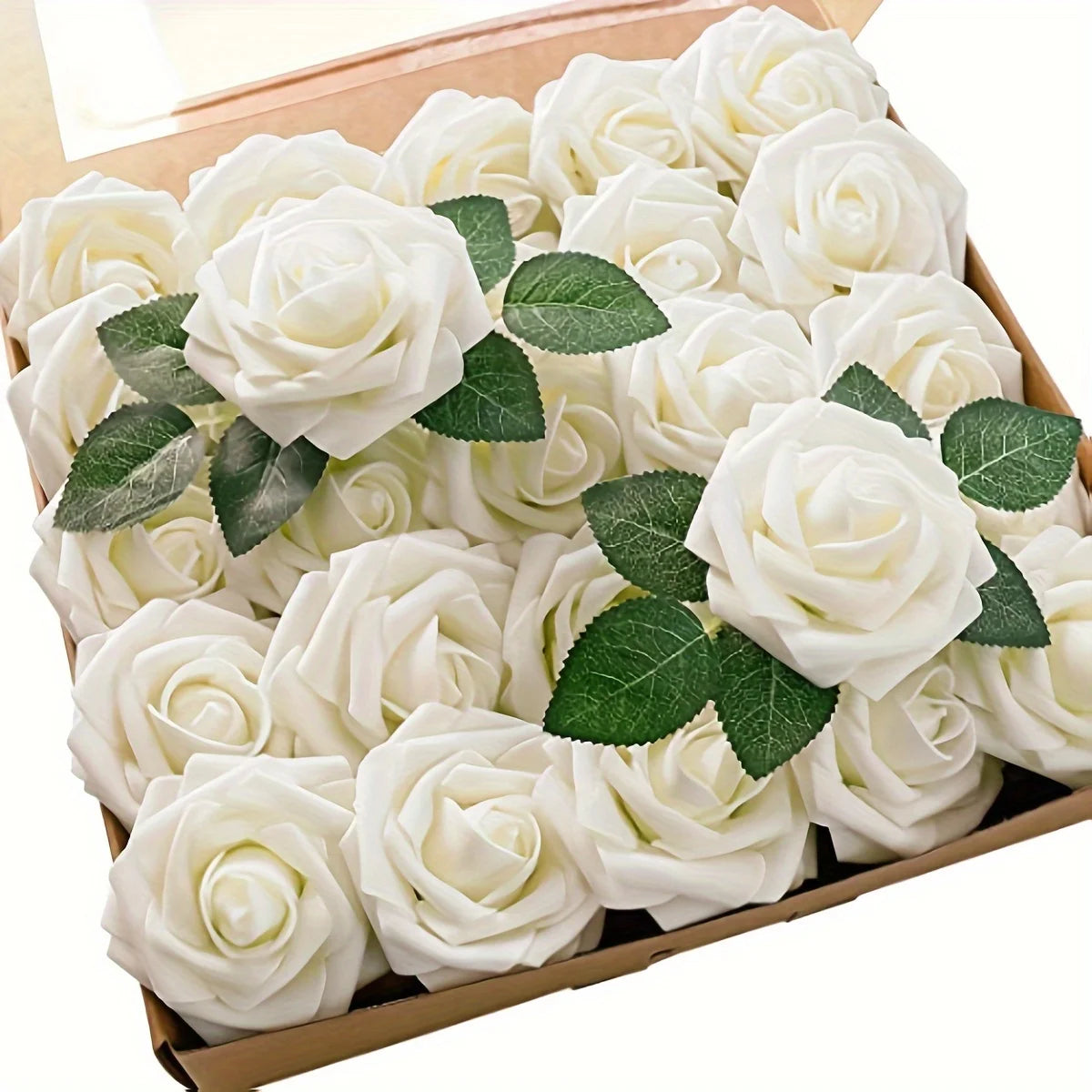 25PCS Artificial Foam Roses with Stems | DIY Wedding Bouquet & Centerpiece Flowers