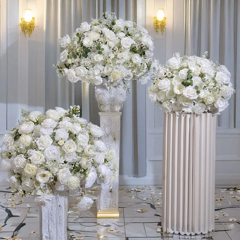 Elegant White Rose and Baby's Breath Flower Ball Decor