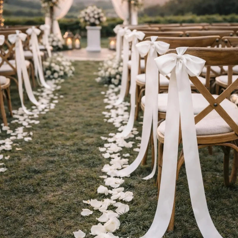 Wedding Chair Decor with Ribbon Bows
