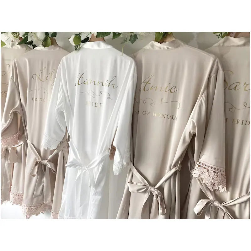 Personalized Vintage Style Robes for Wedding Party