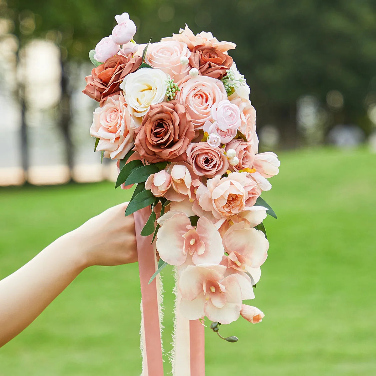 Champagne Vintage Cascading Bridal Bouquet