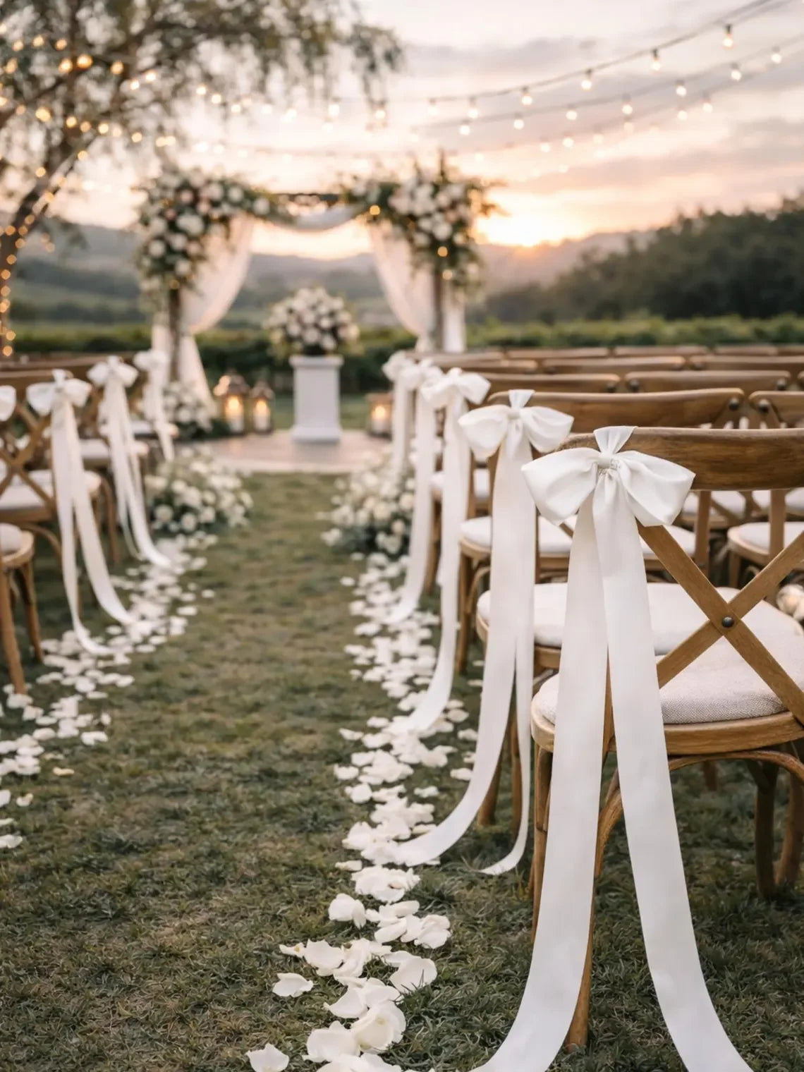 Wedding Chair Decor with Ribbon Bows