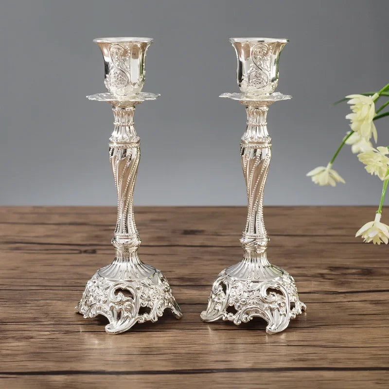 Vintage Candle Holder Set in Gold and Silver
