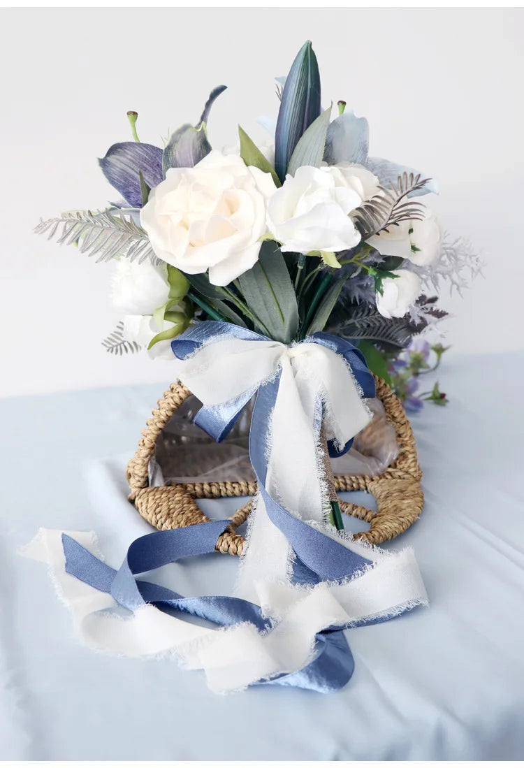 Blue Cascading Bridal Bouquet