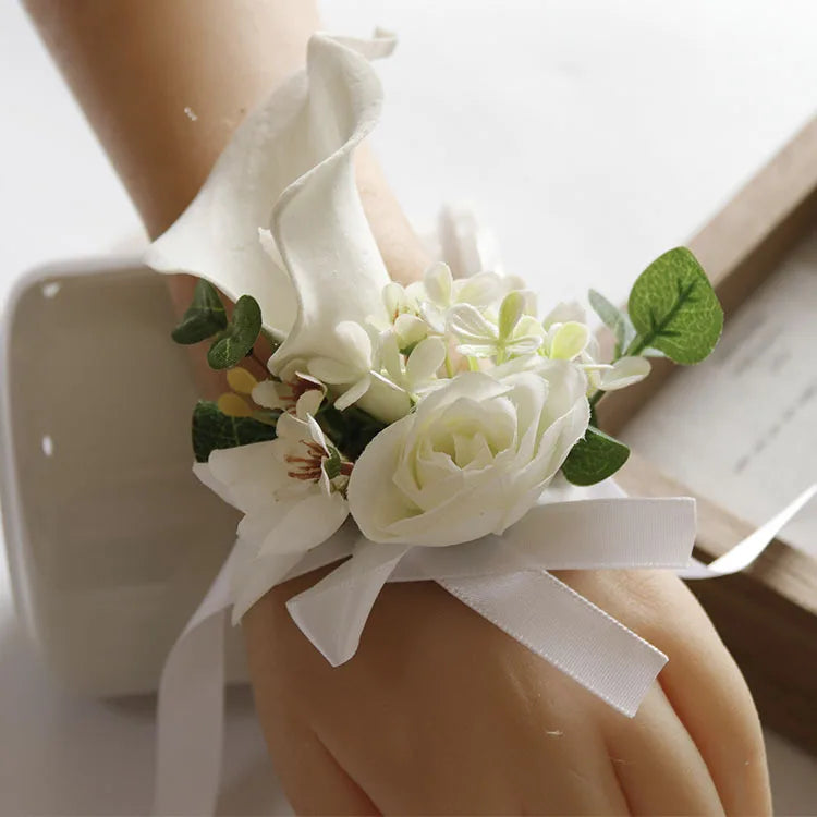 White Wedding Corsage Boutonniere