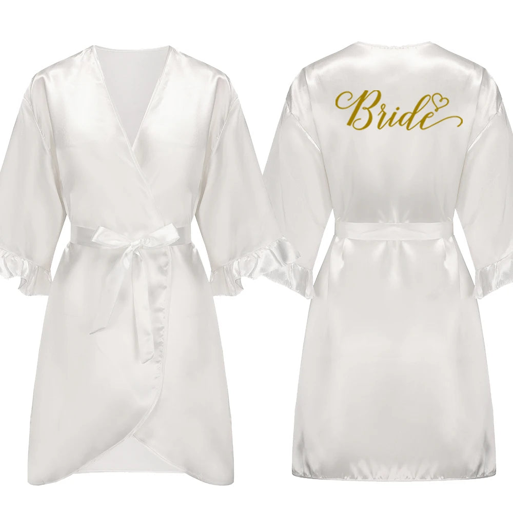 Sage Green and White Satin Silk Robes for Wedding Party