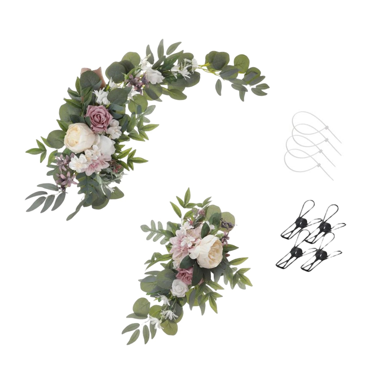 Large 2Pcs Artificial Flower Swag Floral Swag Garland Wedding Arch Flowers Kit for Sign Rustic Artificial Floral Swag Arch Decor