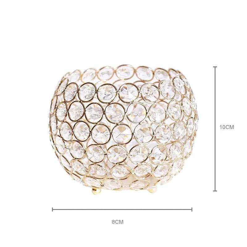 Gold Crystal Candle Holder for Wedding Centerpiece Tealight Candlestic