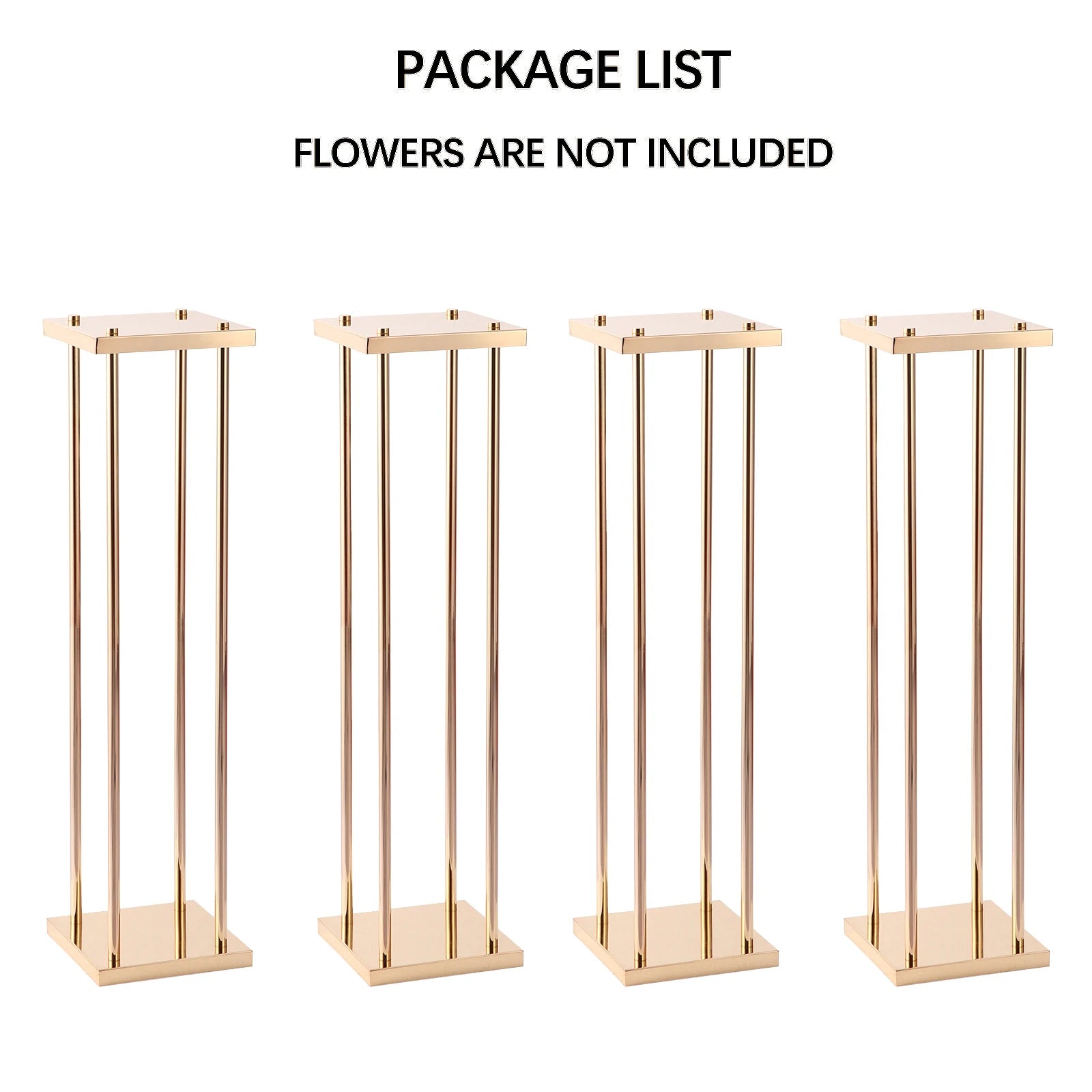 Gold Flower Pedestal Stand Set, Pack of 4